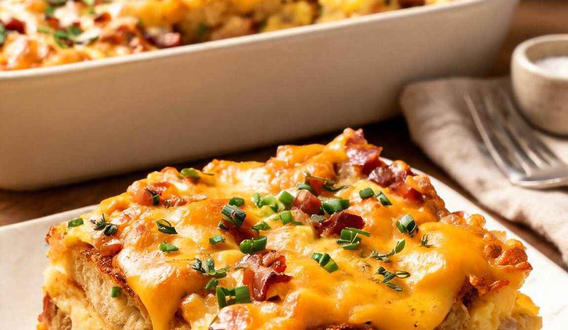 Make-Ahead Bacon and Cheddar Breakfast Casserole