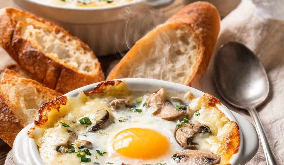 Mushroom and Gruyère Eggs en Cocotte