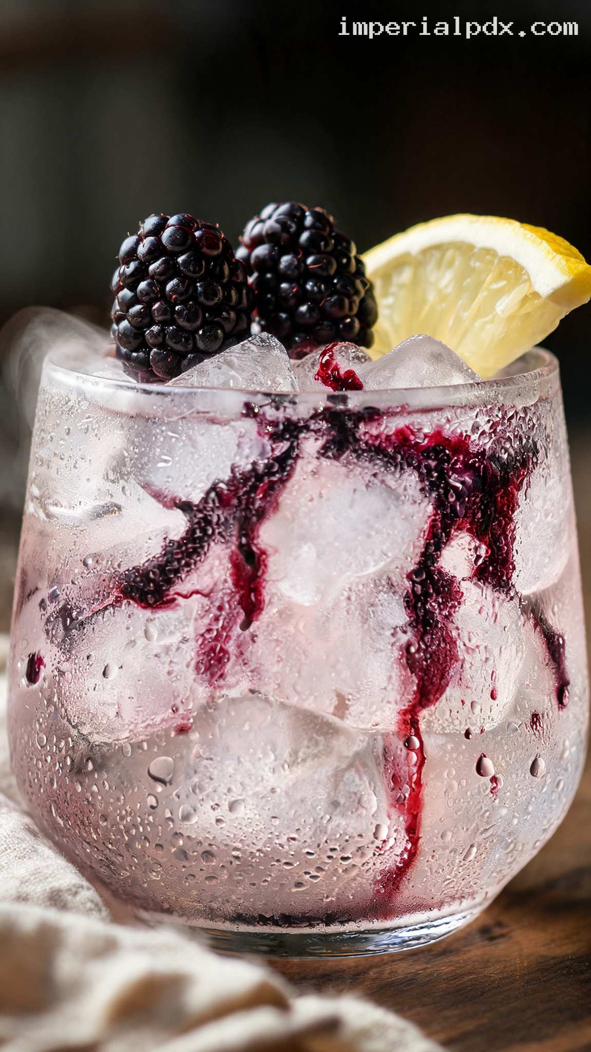 Refreshing Blackberry Bramble Gin Cocktail – Closeup
