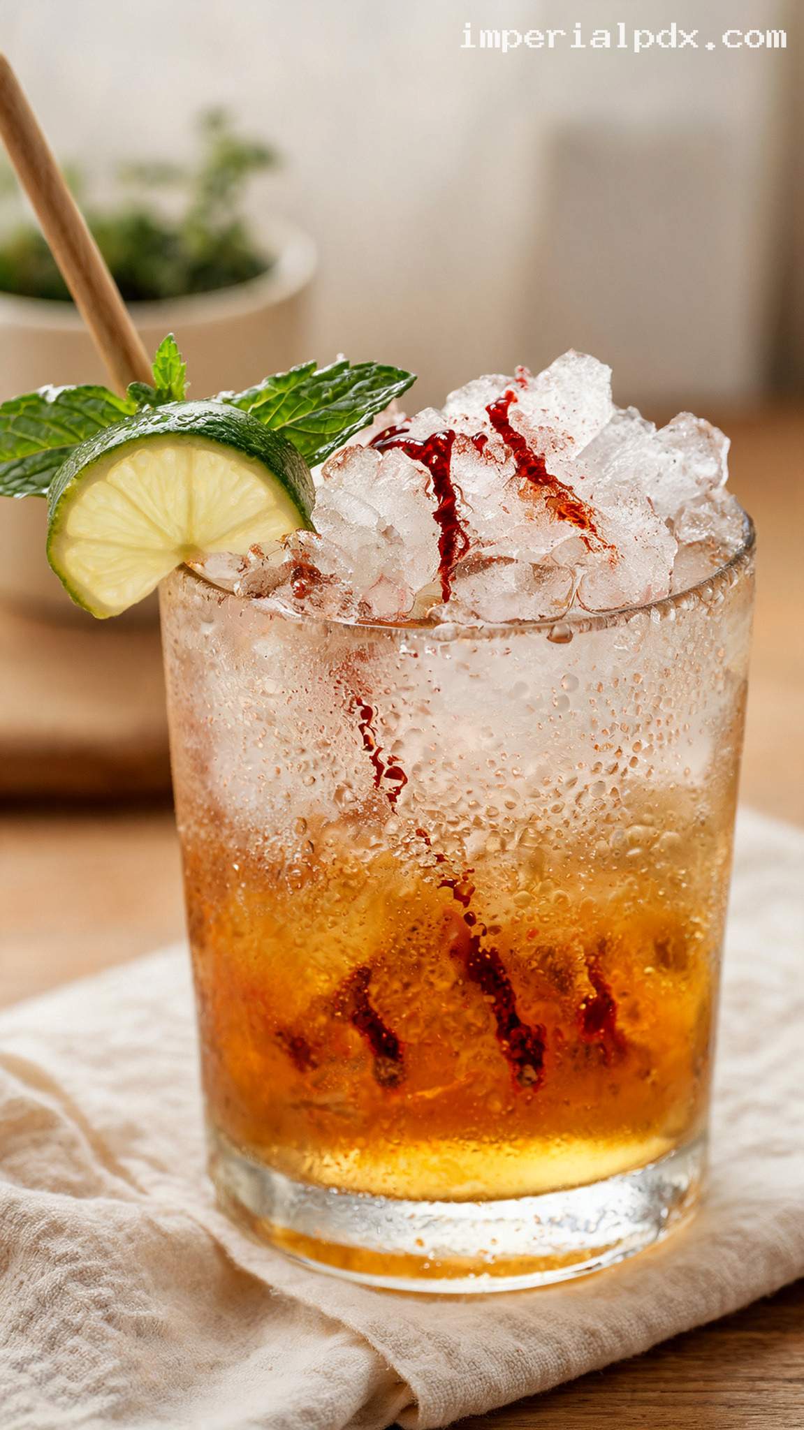 Refreshing Queen’s Park Rum Swizzle Cocktail – Closeup
