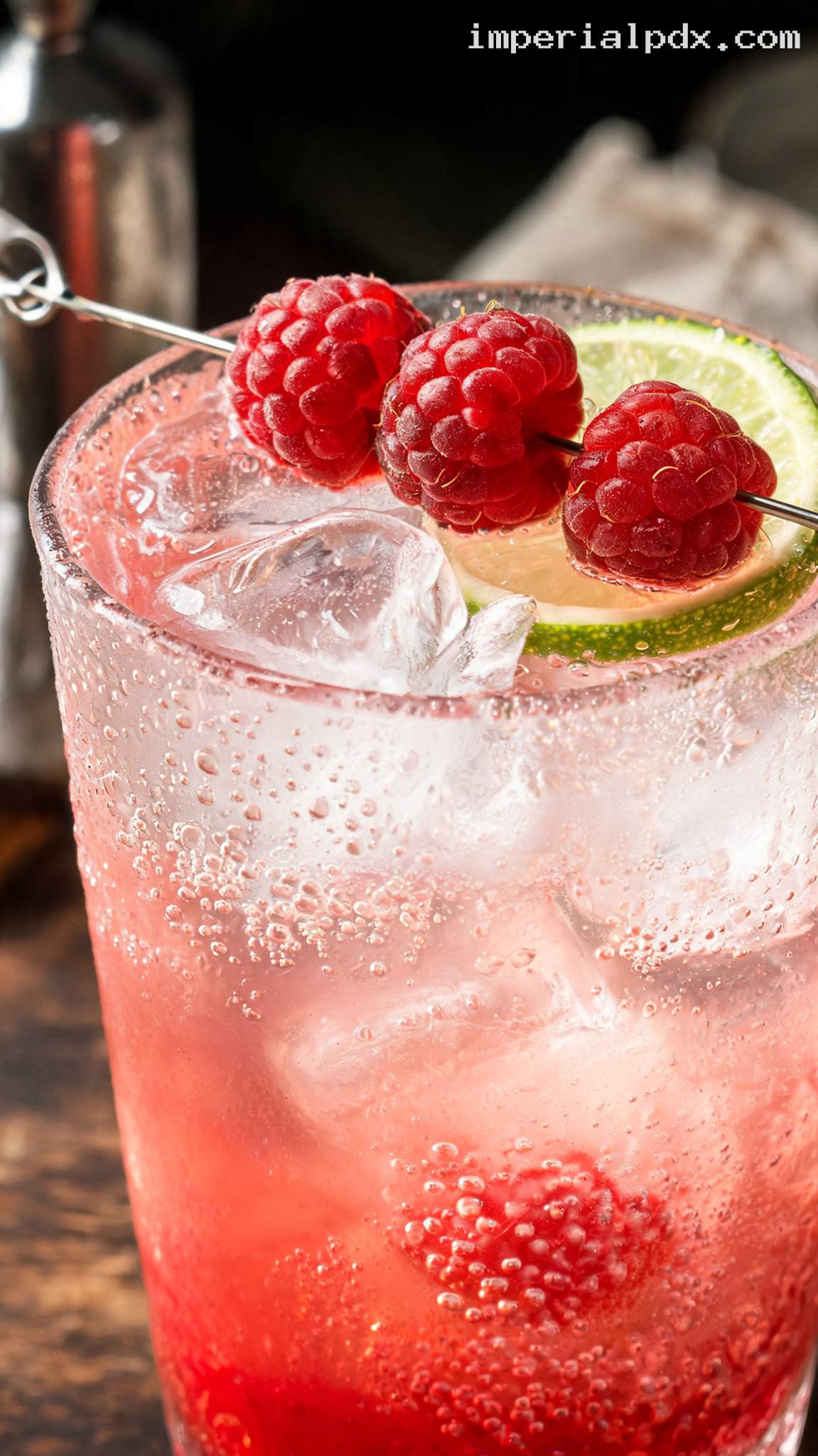 Refreshing Raspberry Lime Floradora Gin Cocktail – Closeup