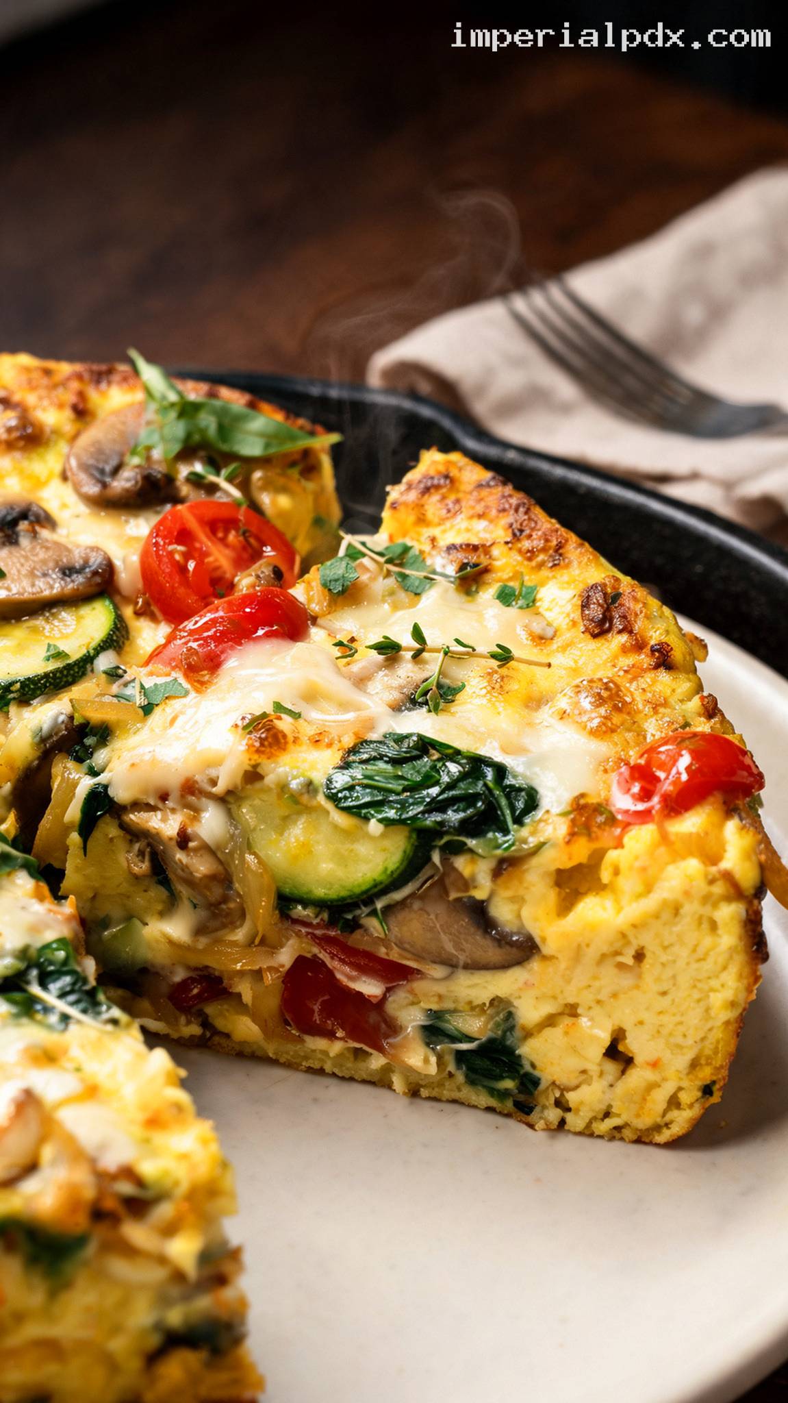 Roasted Vegetable Frittata With Mozzarella – Closeup