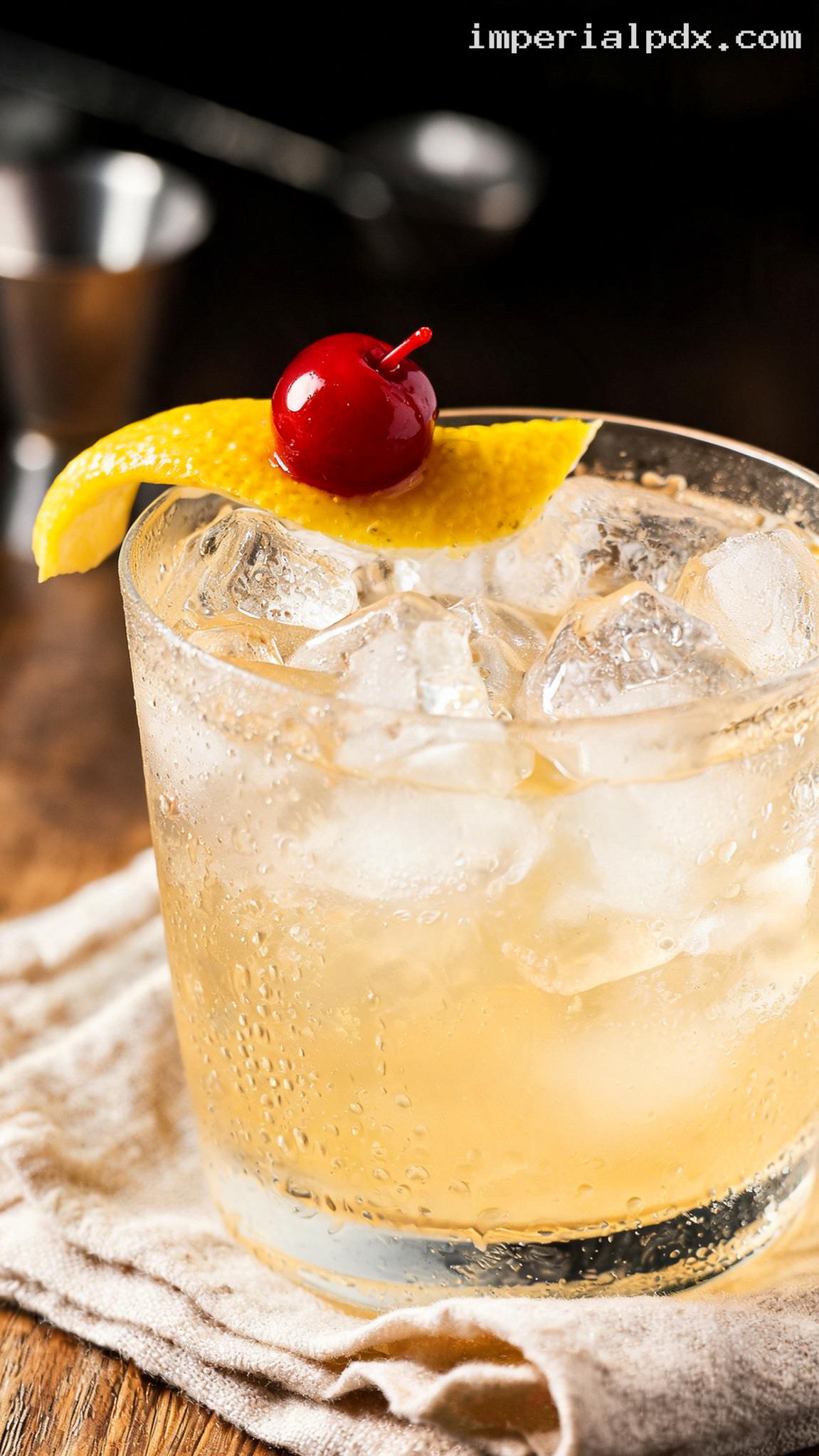 Saturn Tiki Gin Cocktail with Passion Fruit and Orgeat – Closeup