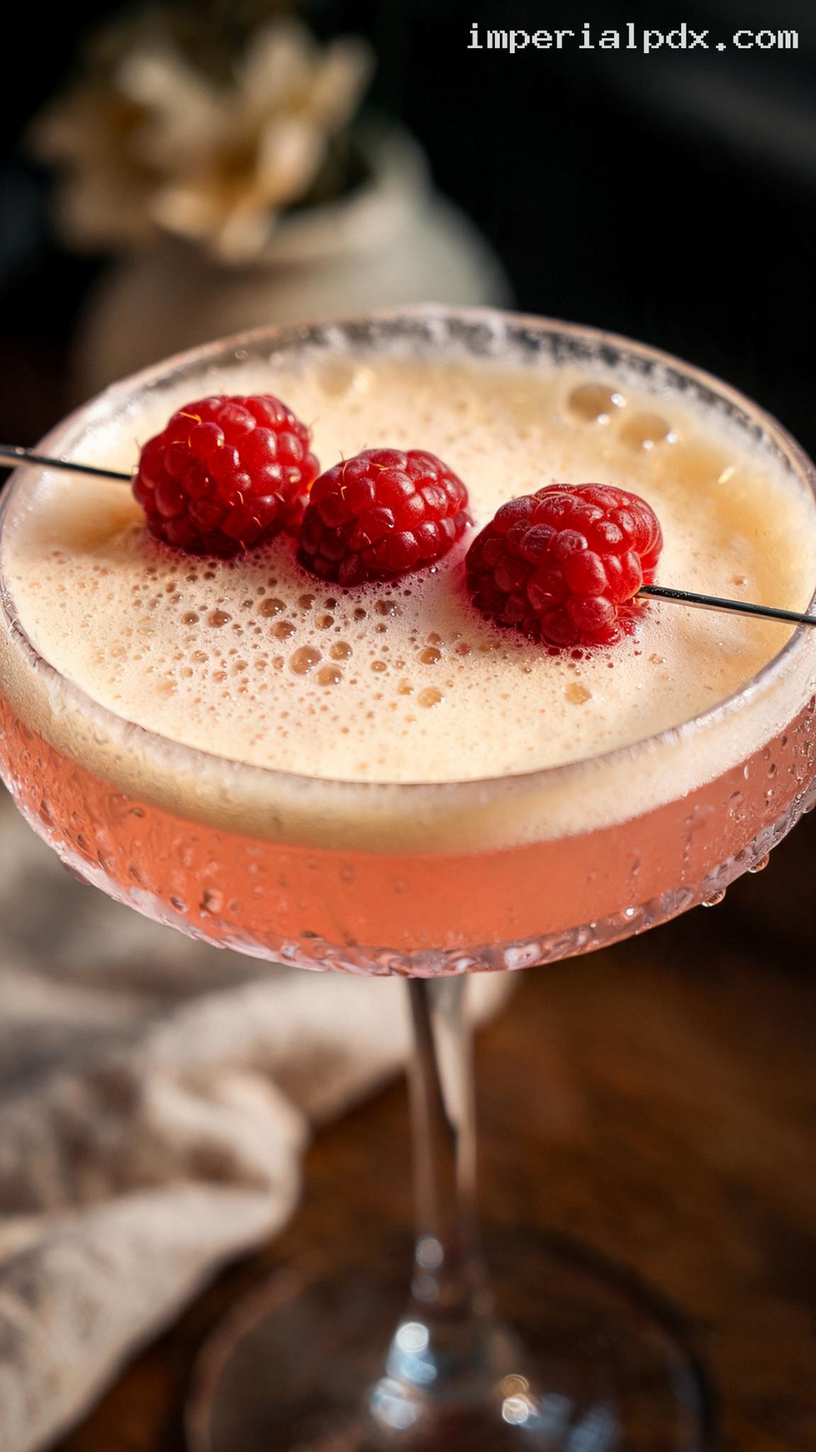 Silky French Martini With Pineapple and Raspberry – Closeup