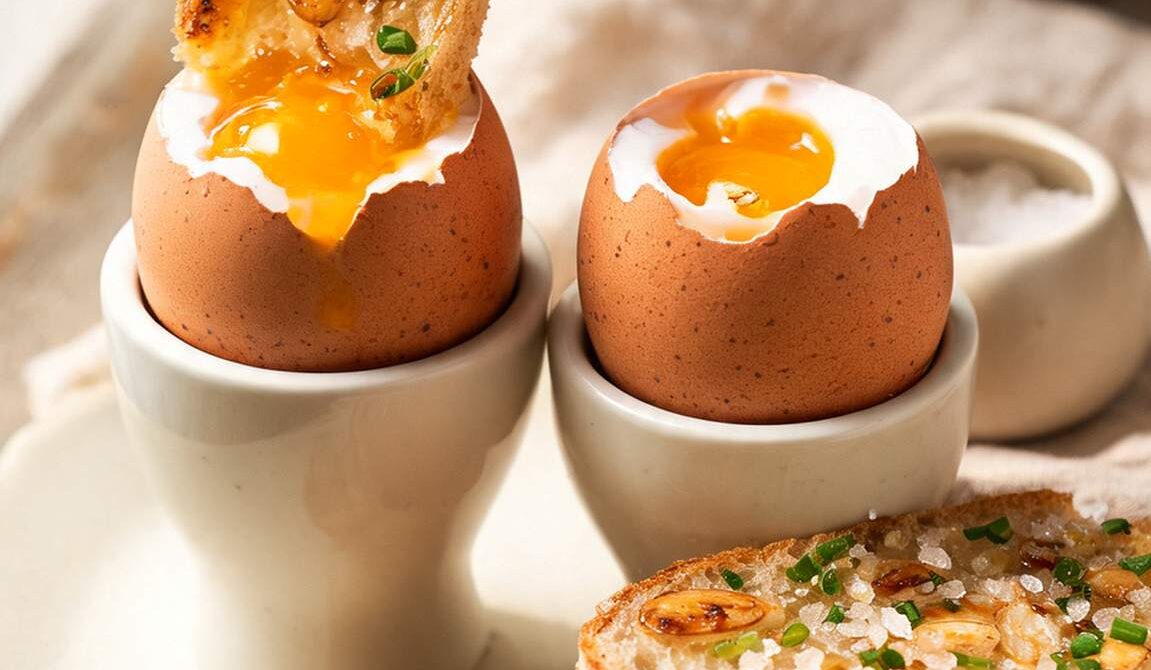 Soft-Boiled Eggs with Roasted Garlic Butter Soldiers