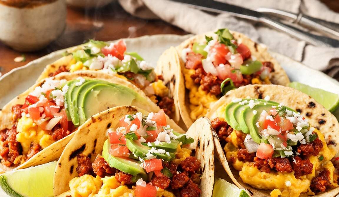 Spicy Chorizo and Egg Breakfast Tacos