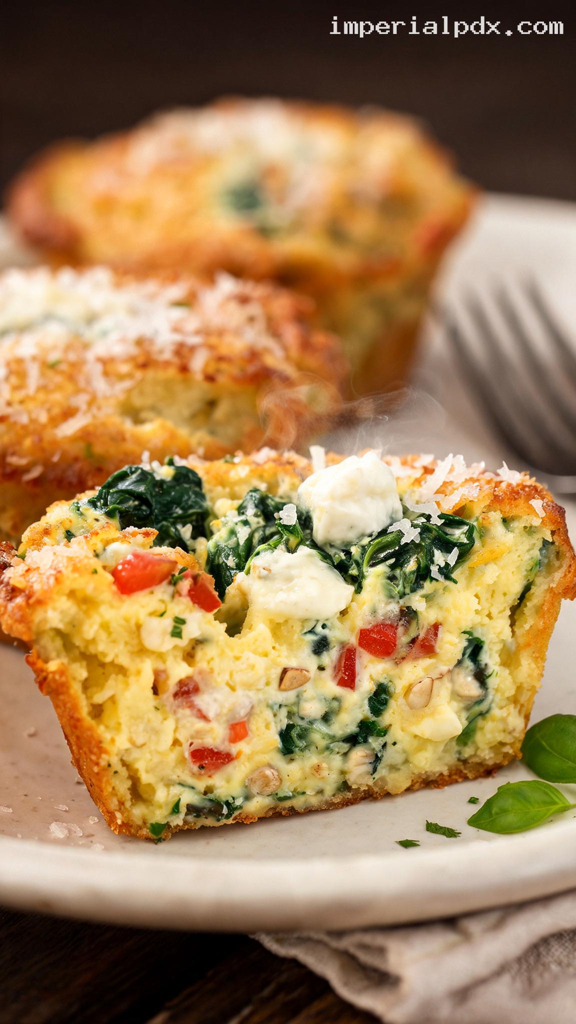 Spinach Ricotta Egg Muffins – Closeup