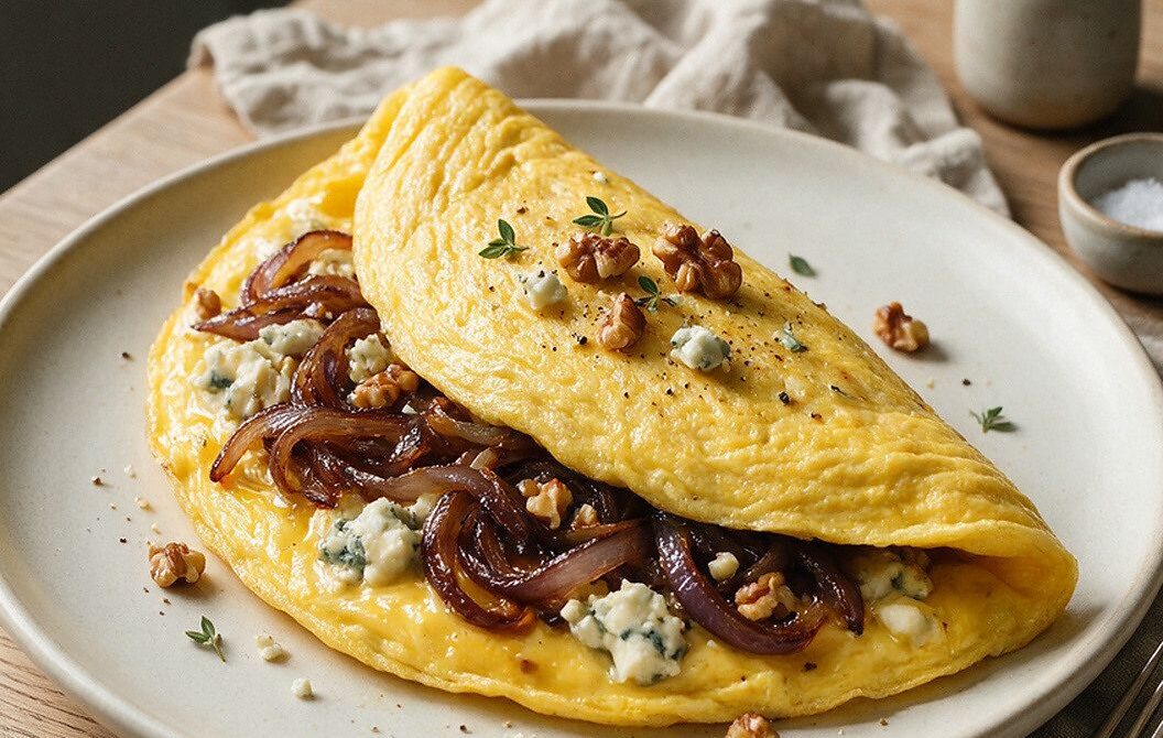 Caramelized Onion and Blue Cheese Omelet