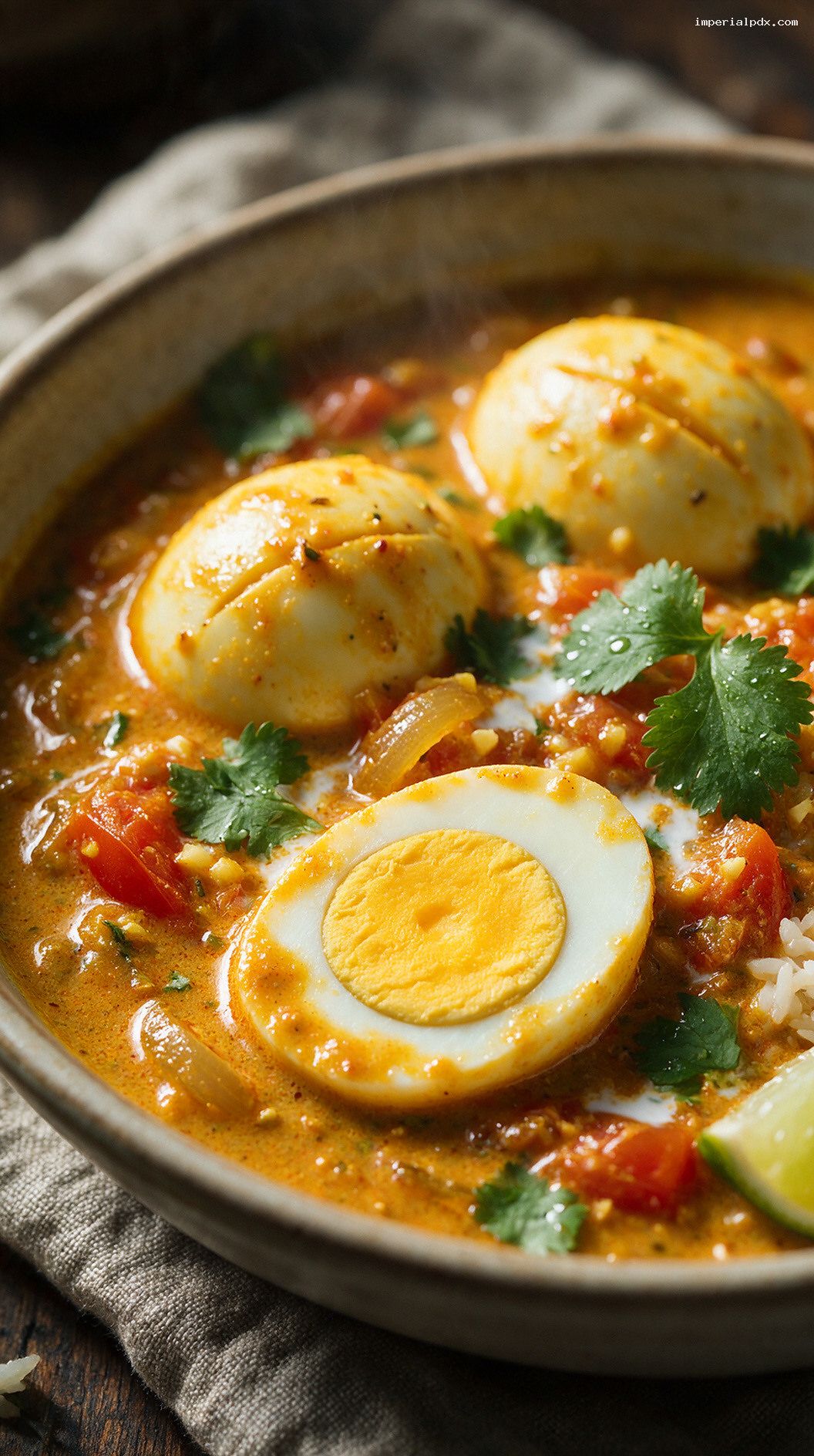 Creamy Coconut Milk Egg Curry – Closeup
