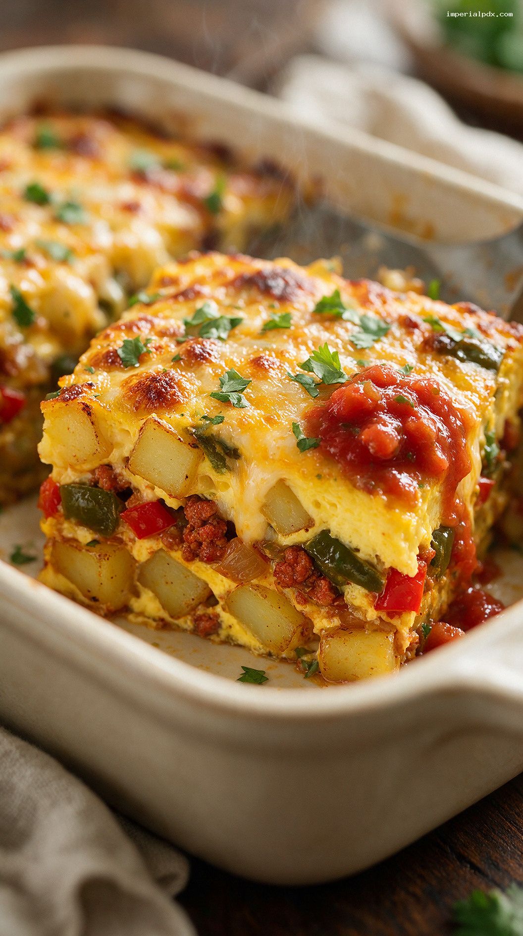 Mexican Chorizo Egg Casserole – Closeup
