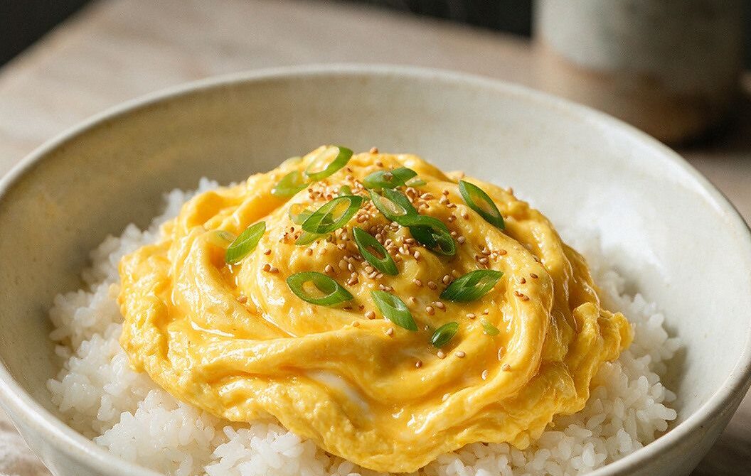 Miso Butter Scrambled Eggs with Scallions and Sesame