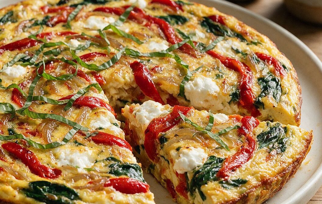 Roasted Red Pepper and Goat Cheese Frittata