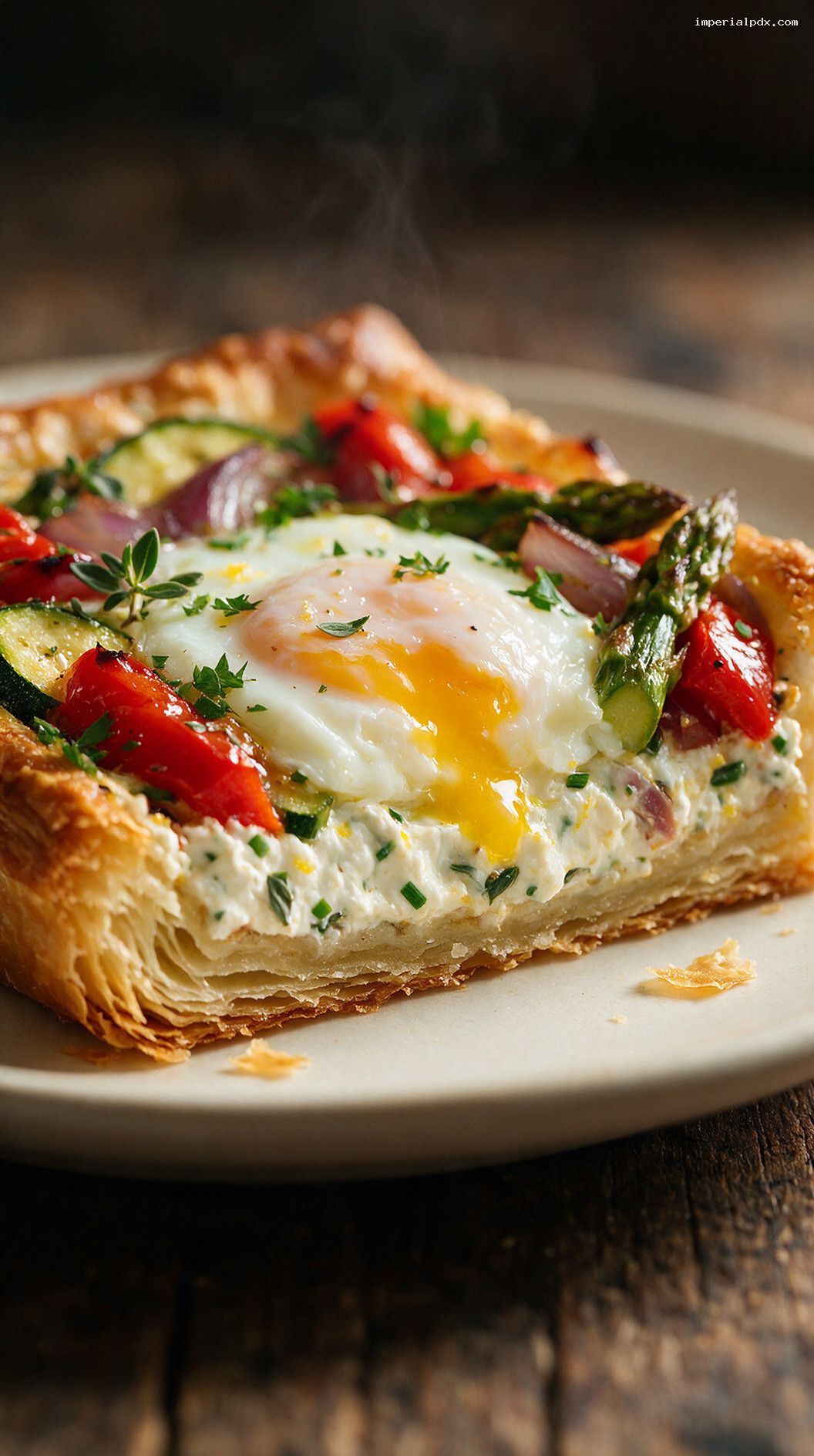 Roasted Vegetable Breakfast Tart – Closeup