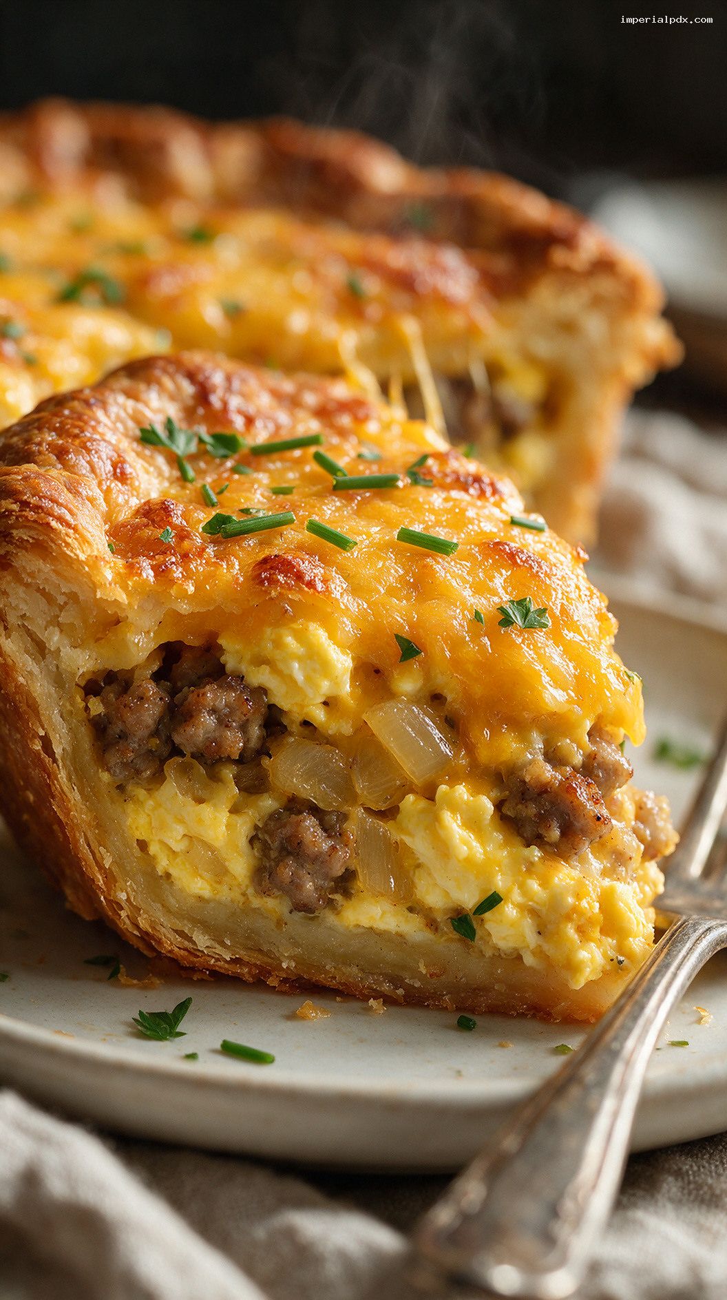 Sausage and Egg Breakfast Pie – Closeup