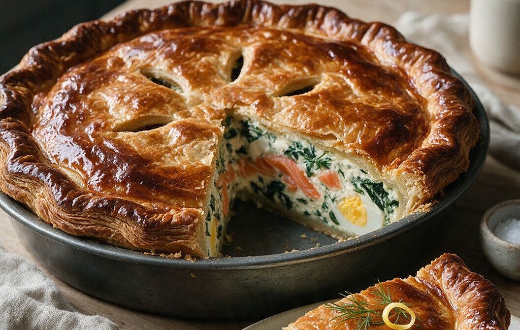 Scandinavian Salmon, Dill, and Egg Pie