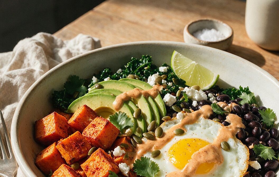 Smoky Egg and Sweet Potato Breakfast Bowl