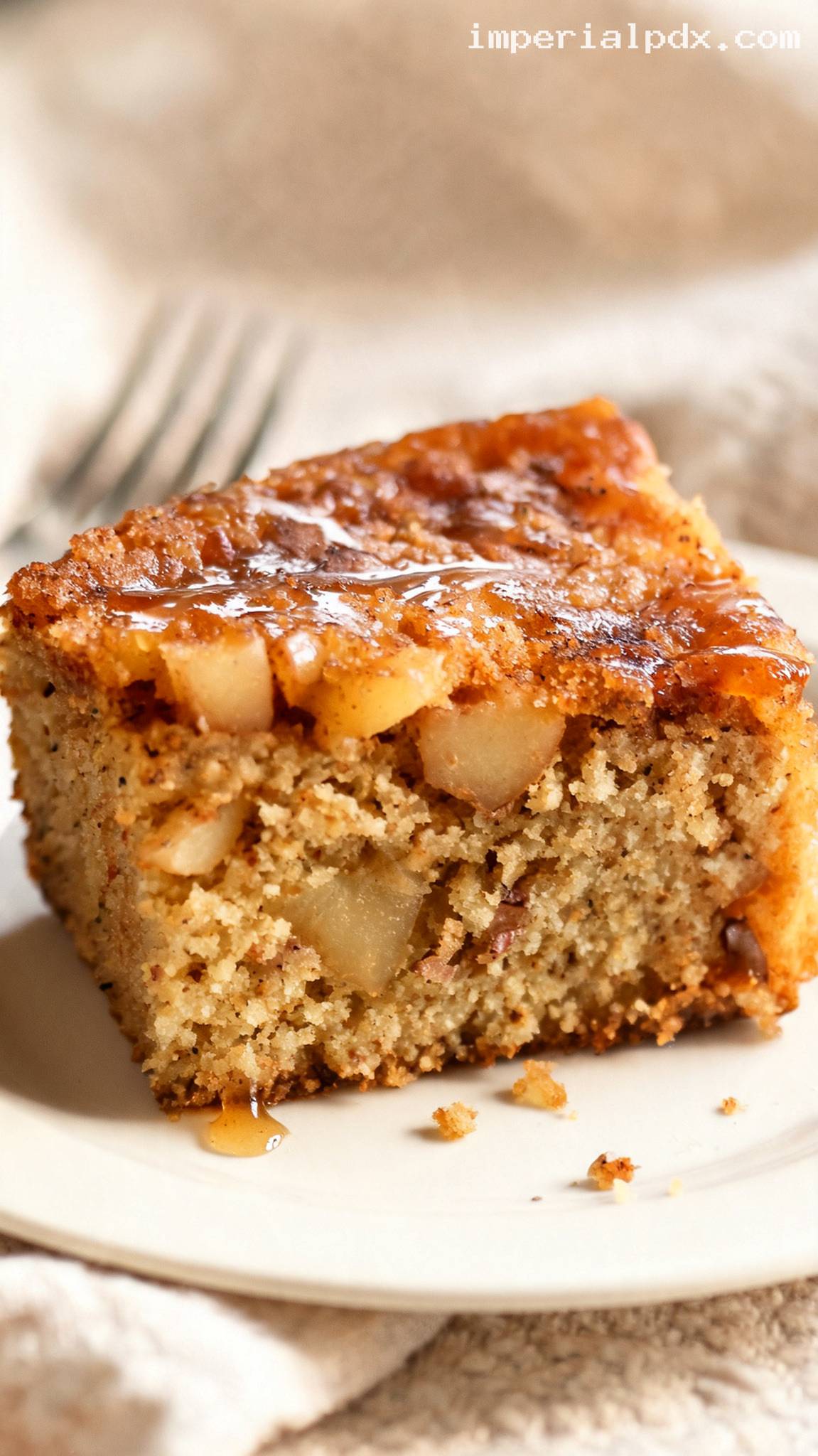 Amish Apple Cider Cake with Brown Sugar Glaze – Closeup