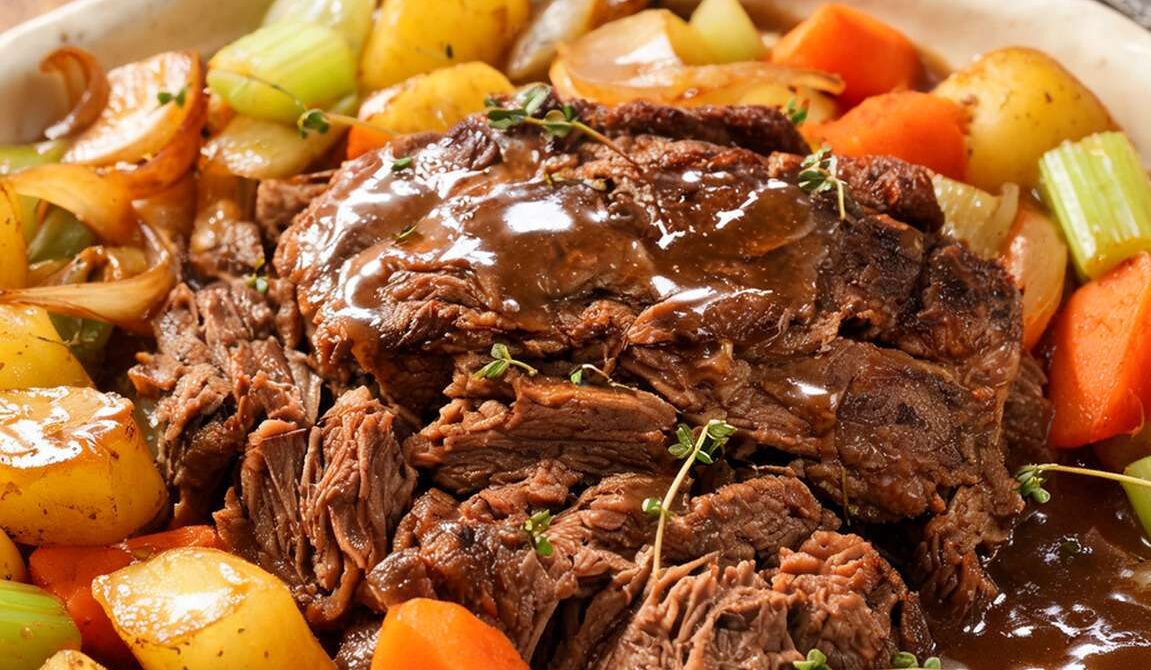 Amish Beef Roast with Root Vegetables and Pan Gravy