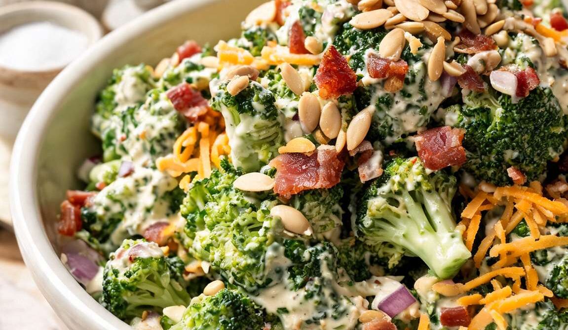 Amish Broccoli Salad With Bacon, Cheddar, and Sweet Creamy Dressing