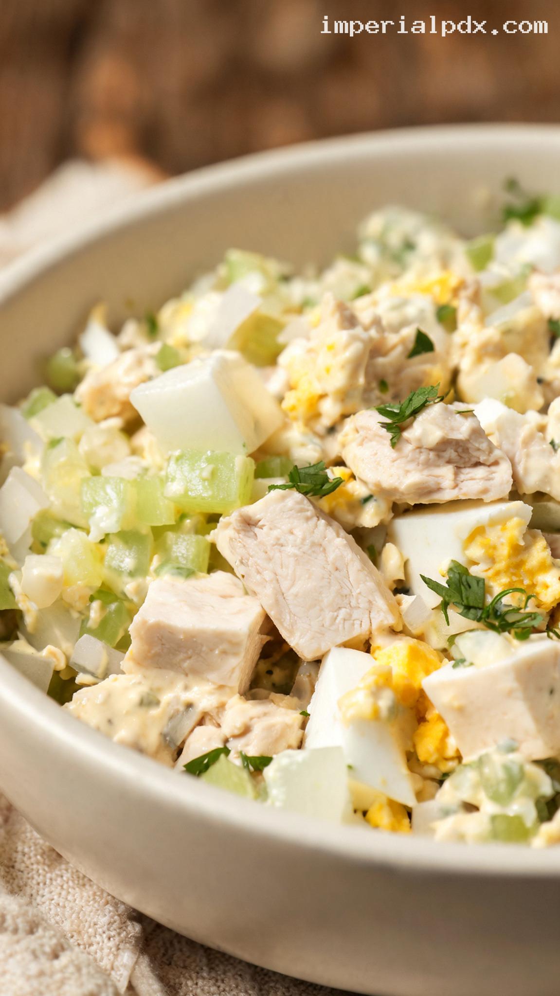 Amish Chicken Salad with Eggs and Creamy Herb Dressing – Closeup