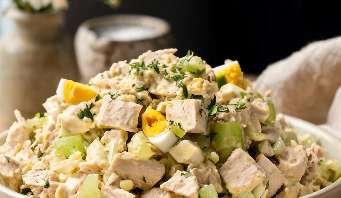 Amish Chicken Salad with Eggs and Creamy Herb Dressing
