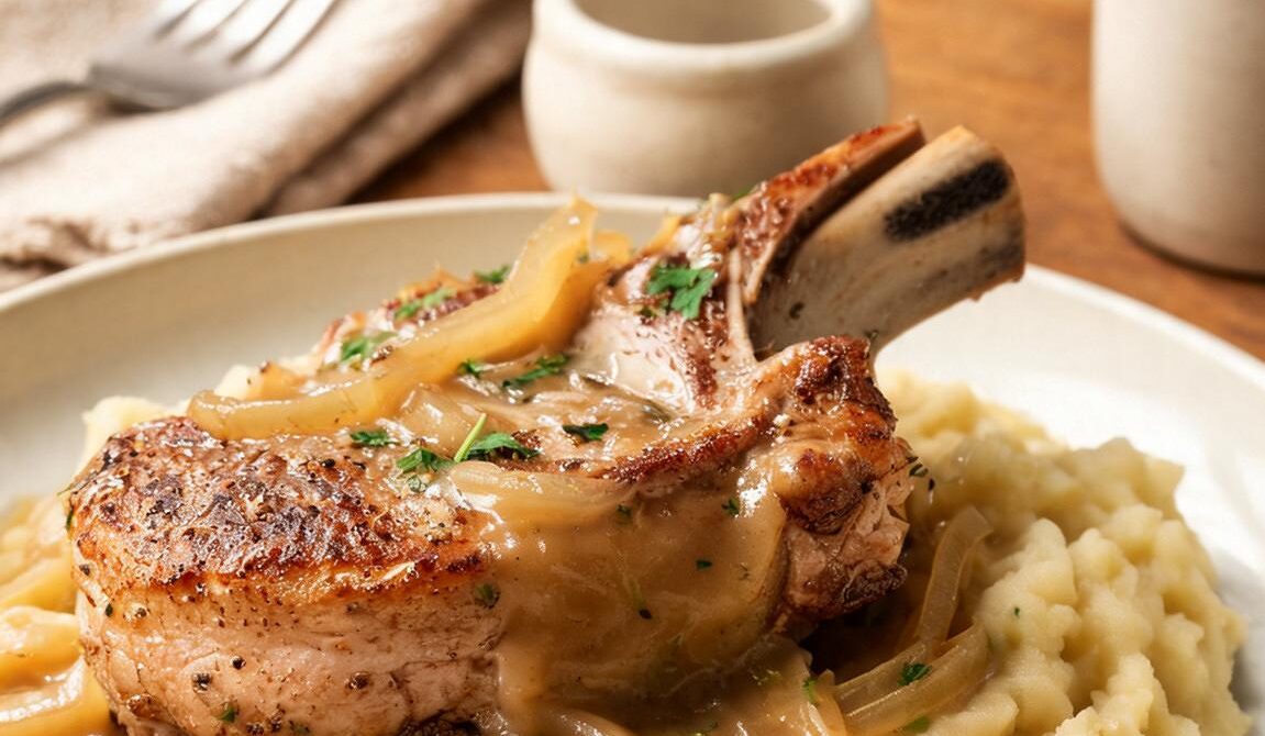 Amish Country-Style Pork Chops With Creamy Onion Gravy