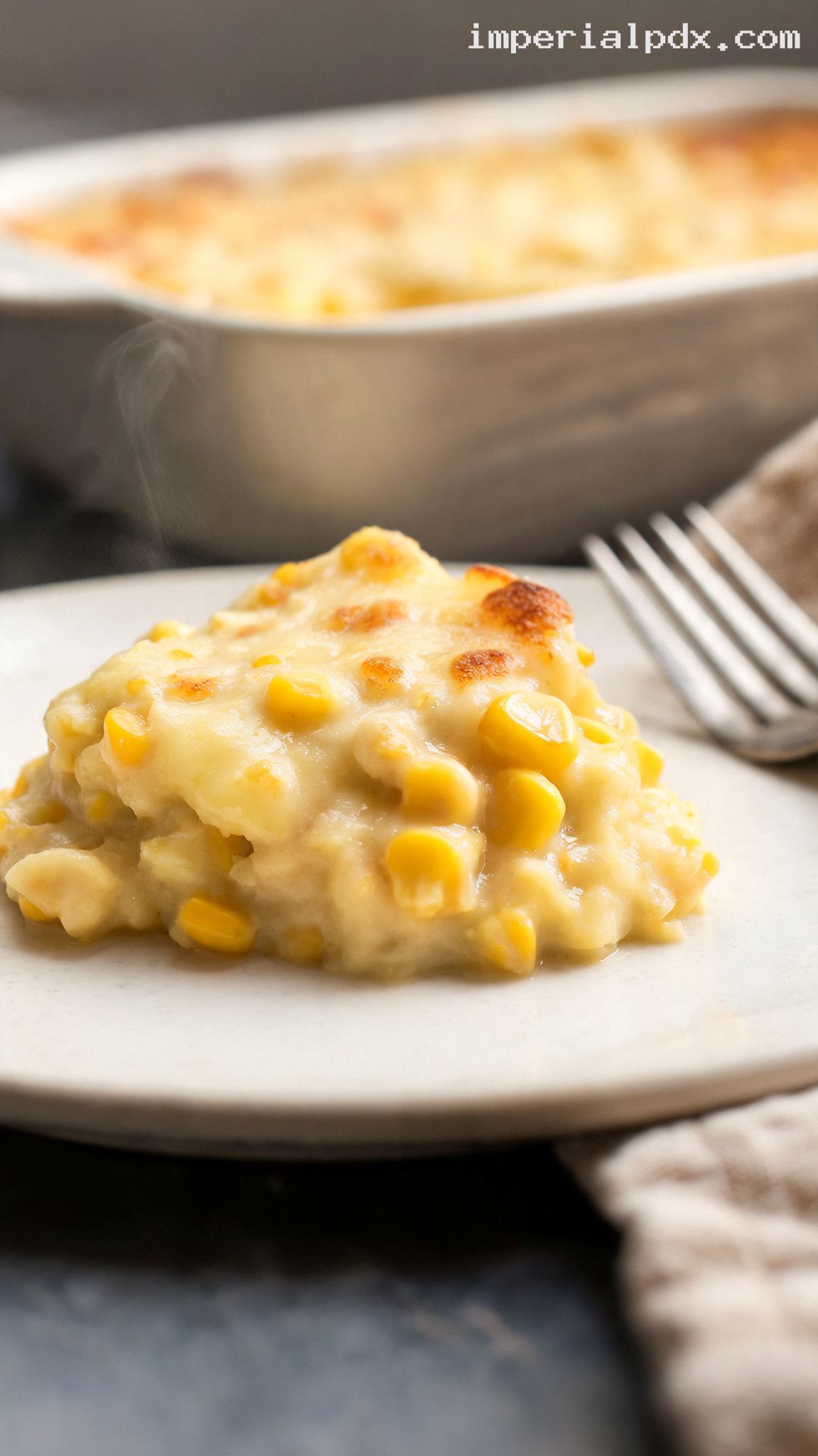 Amish Creamed Corn Casserole – Closeup