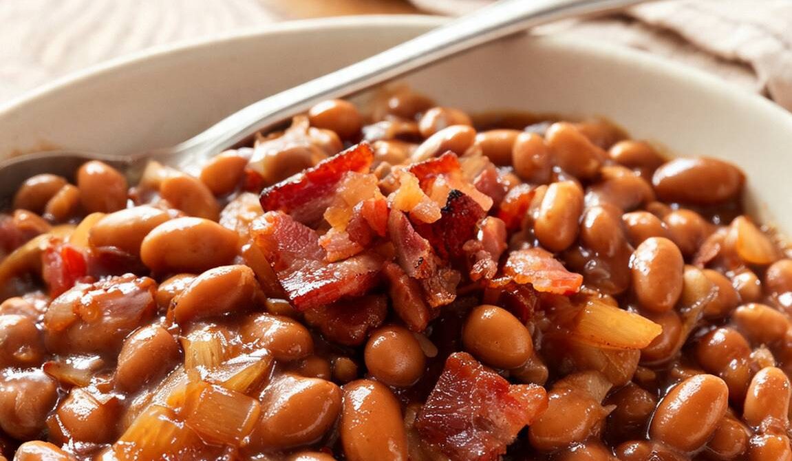 Amish Maple Baked Beans With Bacon and Molasses
