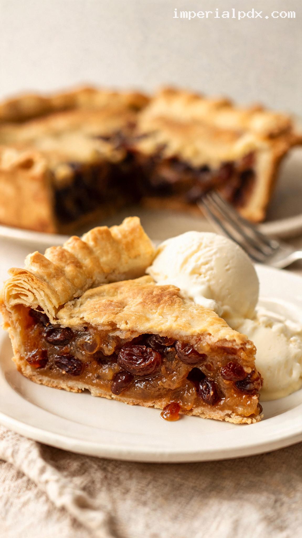 Amish Old-Fashioned Raisin Pie with Cinnamon and Brown Sugar – Closeup