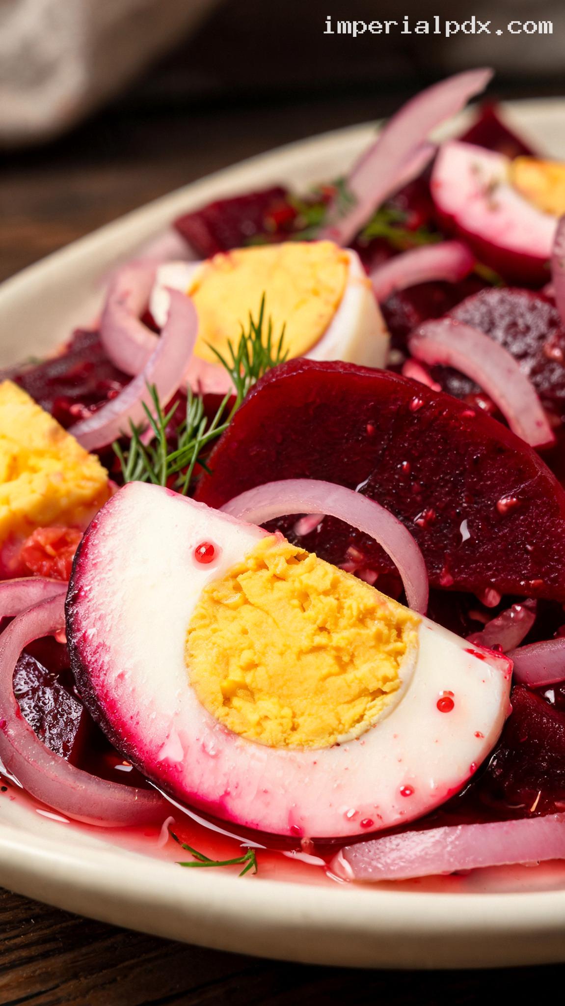 Amish Pickled Beet and Egg Salad – Closeup