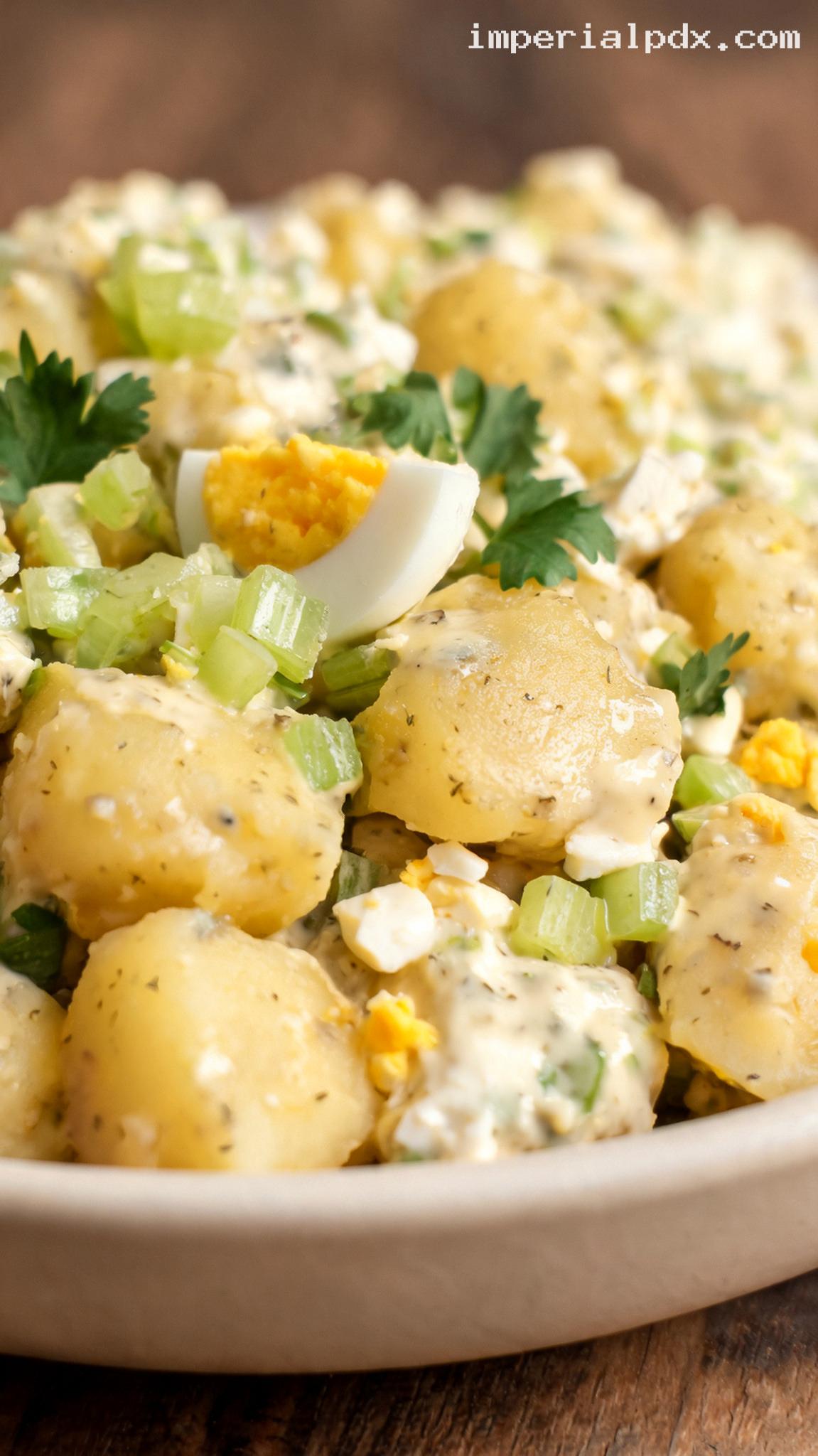 Amish Potato Salad With Creamy Sweet-and-Tangy Dressing – Closeup