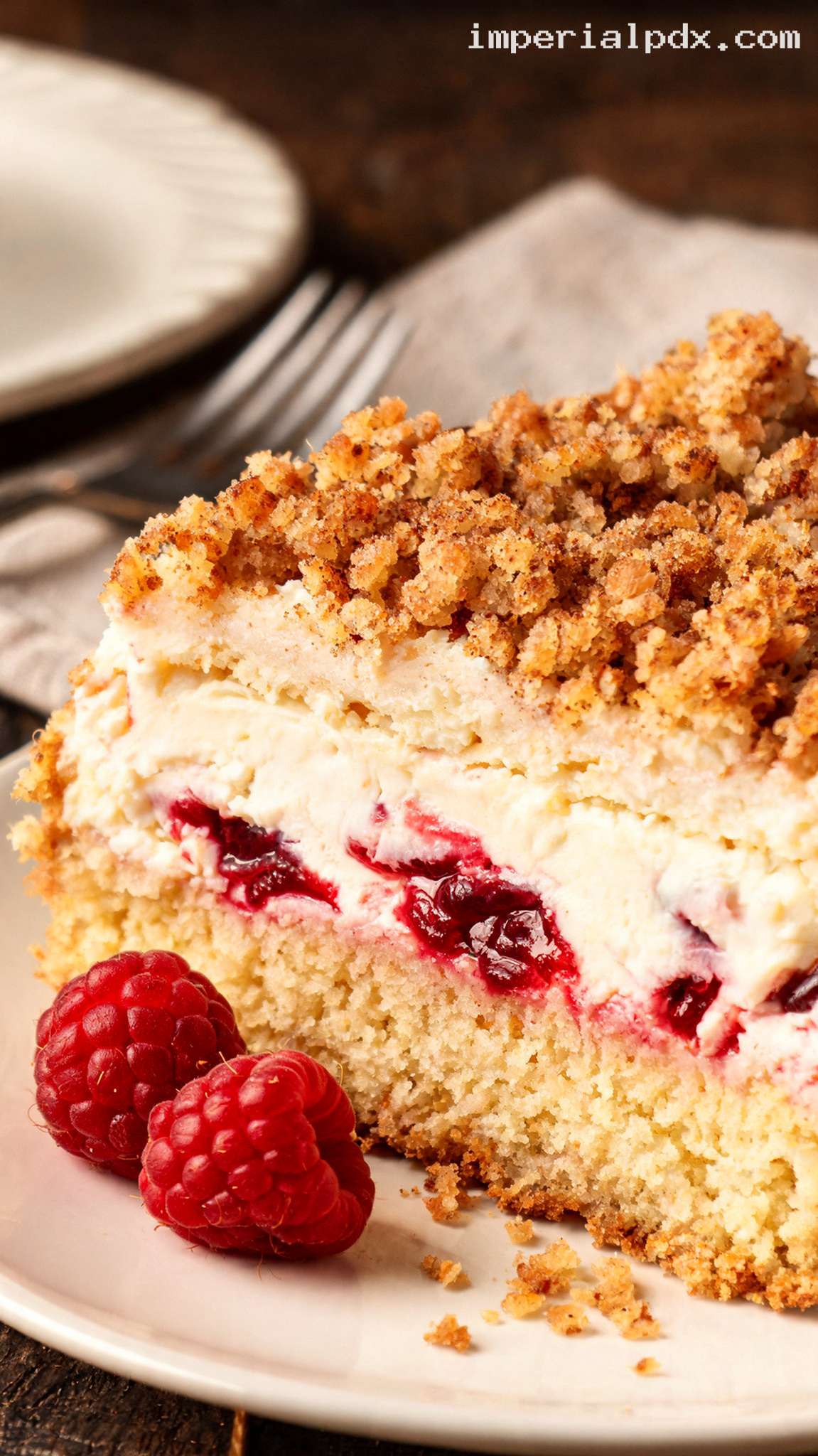 Amish Raspberry Cream Cheese Coffee Cake – Closeup