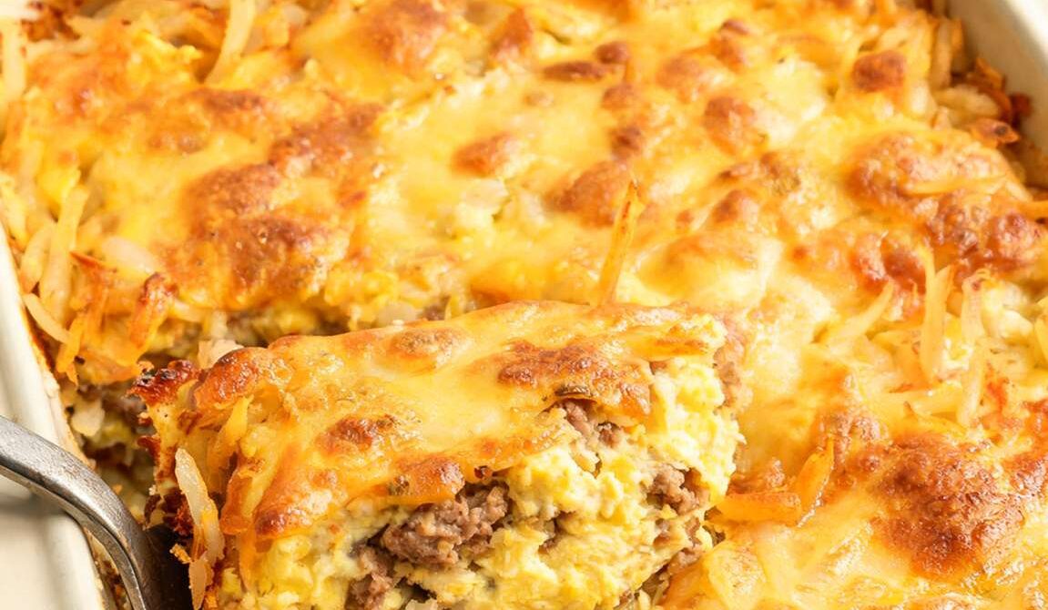 Amish Sausage, Egg, and Cheddar Breakfast Casserole