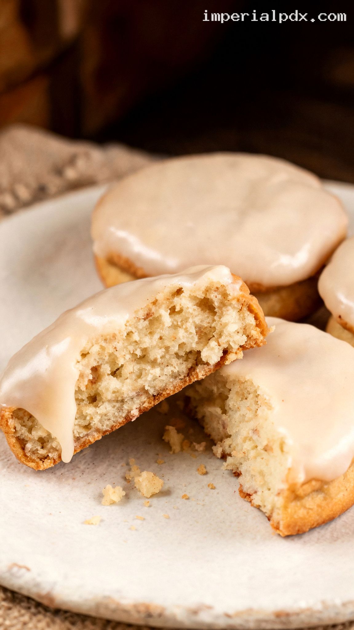 Amish Sour Cream Sugar Cookies with Vanilla Glaze – Closeup