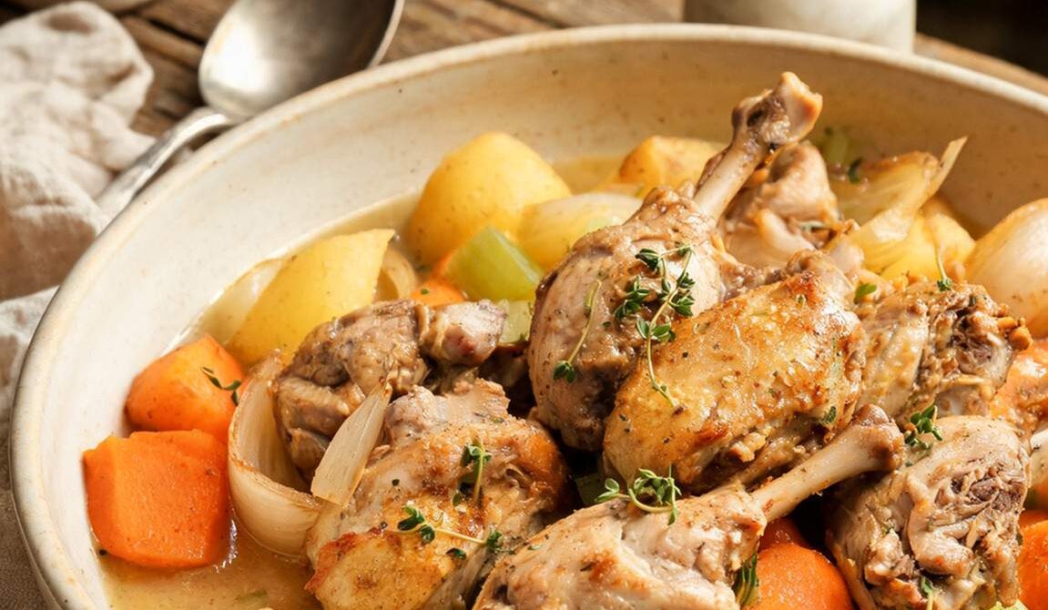 Amish-Style Braised Rabbit with Root Vegetables