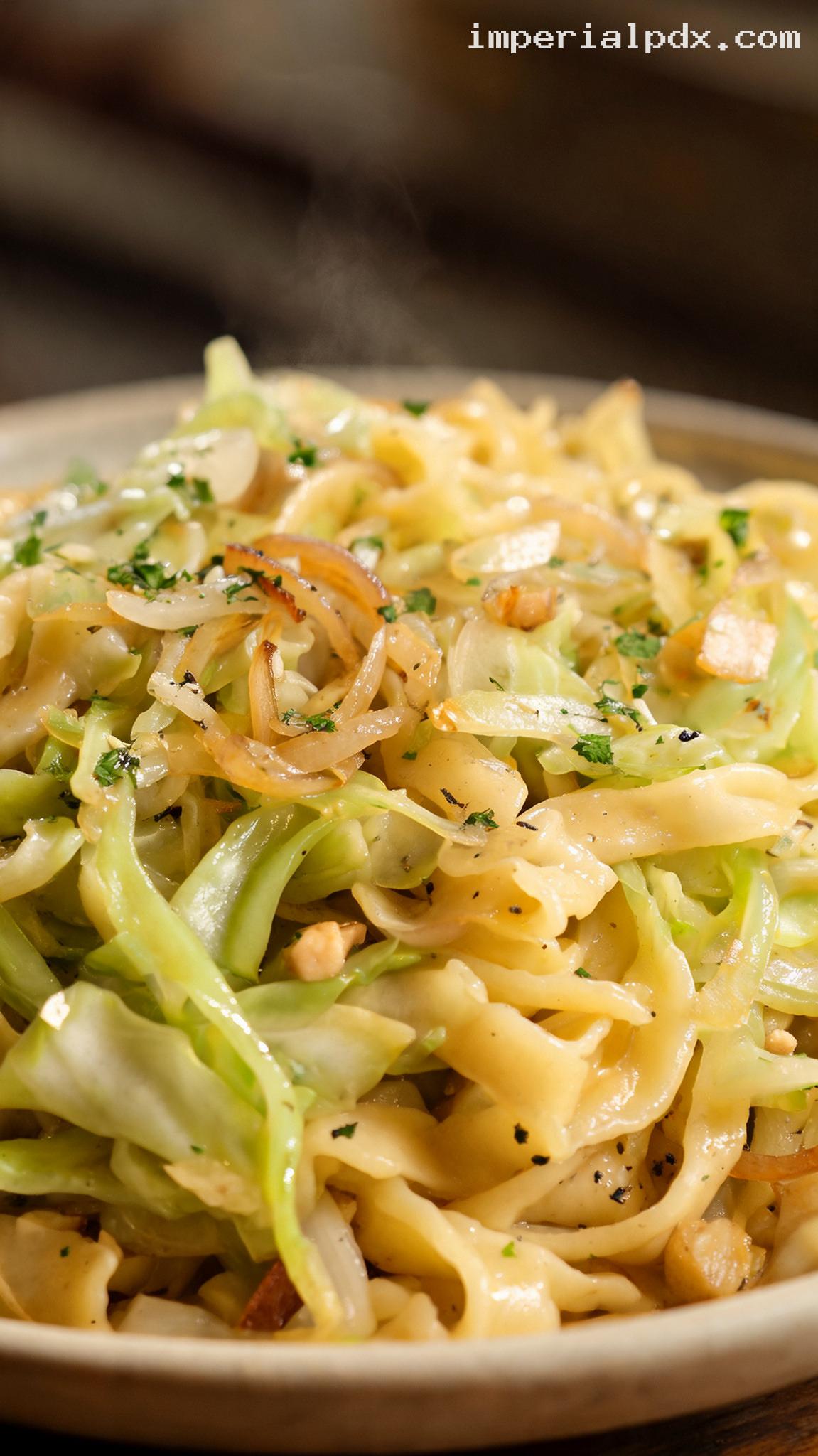 Amish-Style Buttered Cabbage and Egg Noodles – Closeup