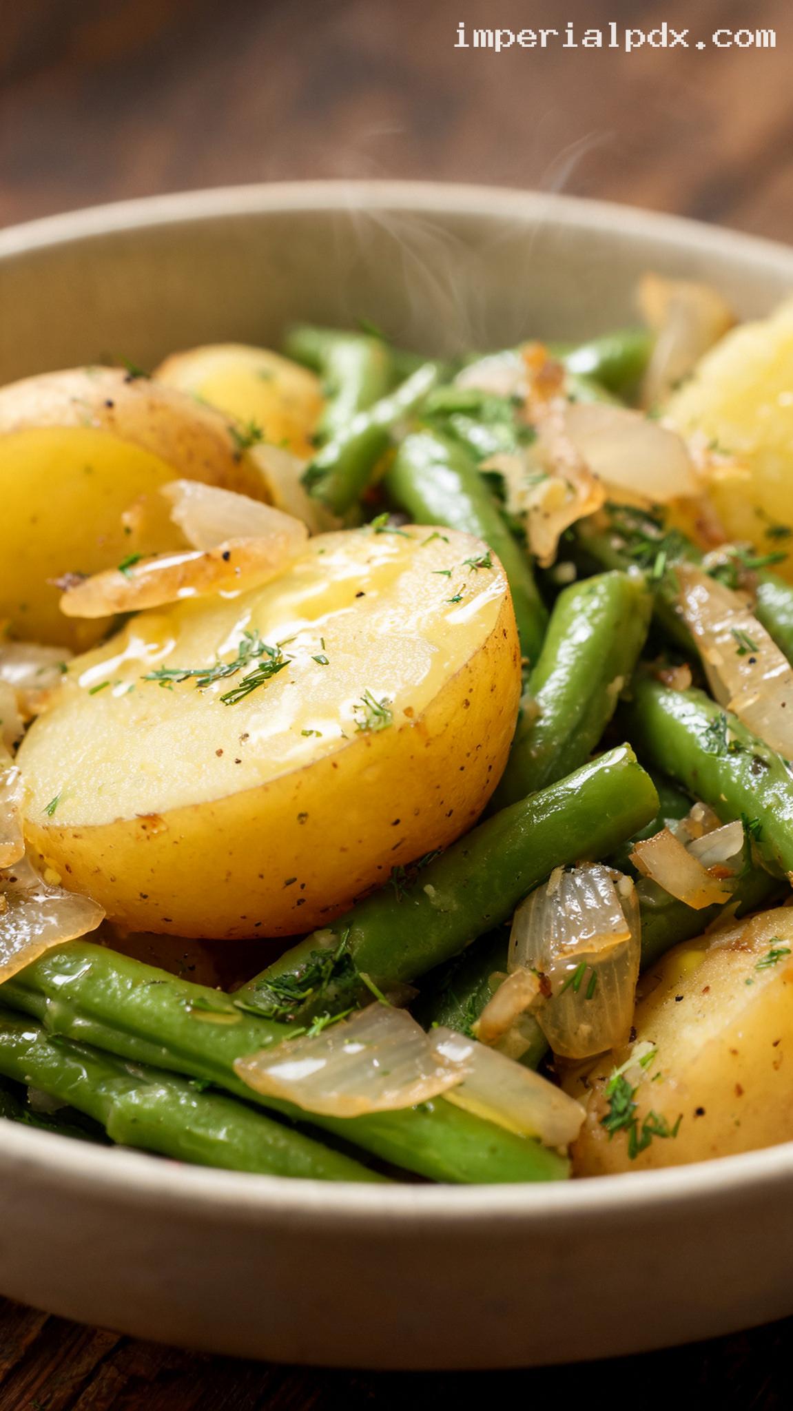 Amish-Style Buttered Green Beans and New Potatoes – Closeup