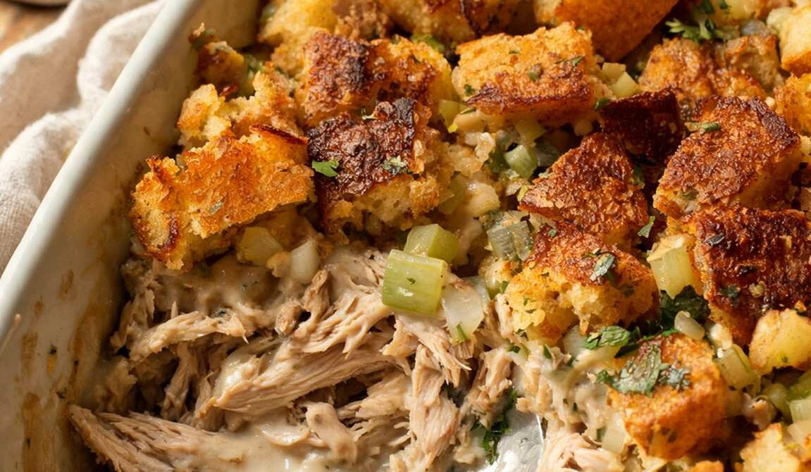 Amish-Style Chicken and Stuffing Bake with Creamy Gravy