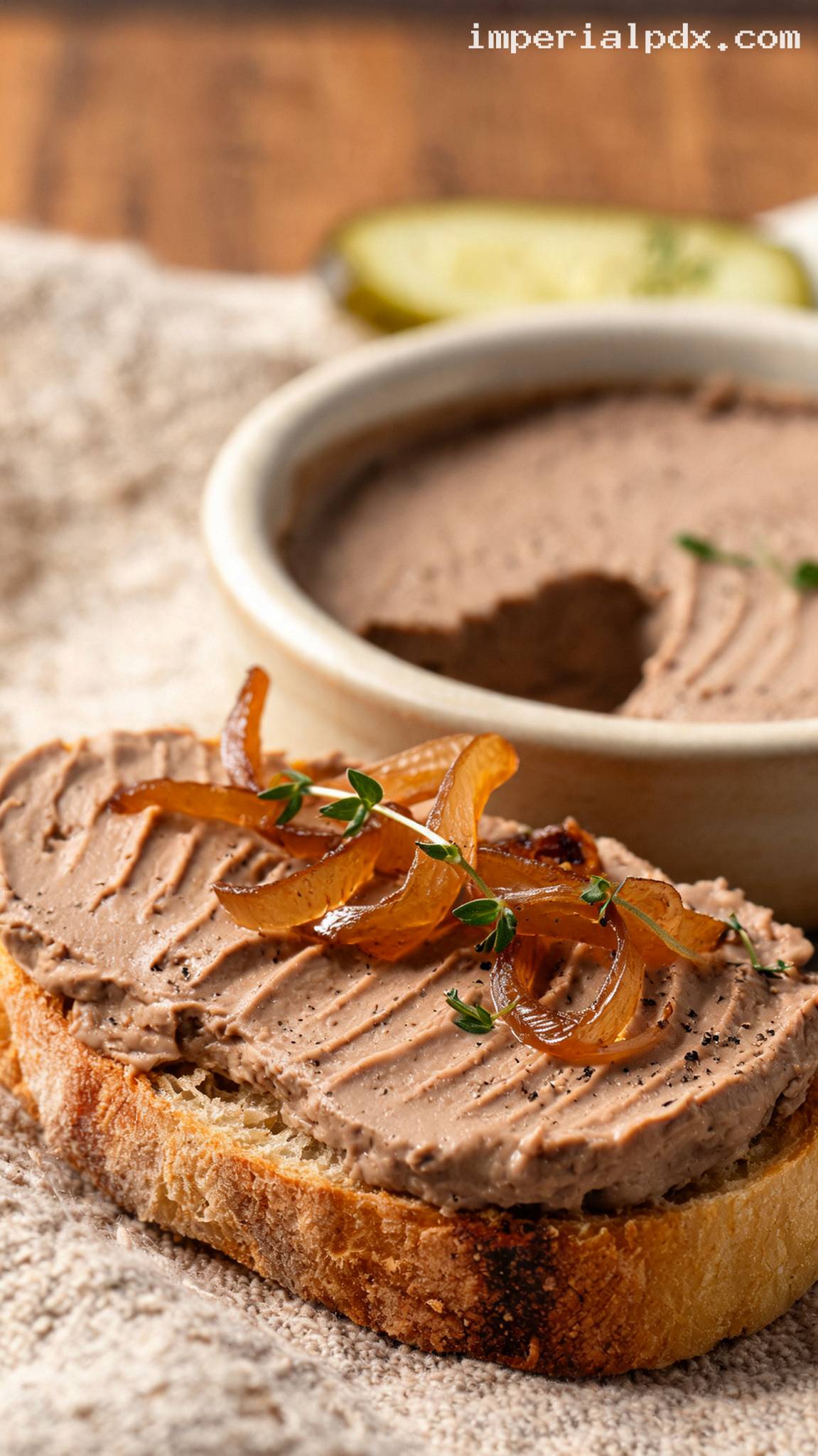 Amish-Style Chicken Liver Pâté with Caramelized Onions – Closeup