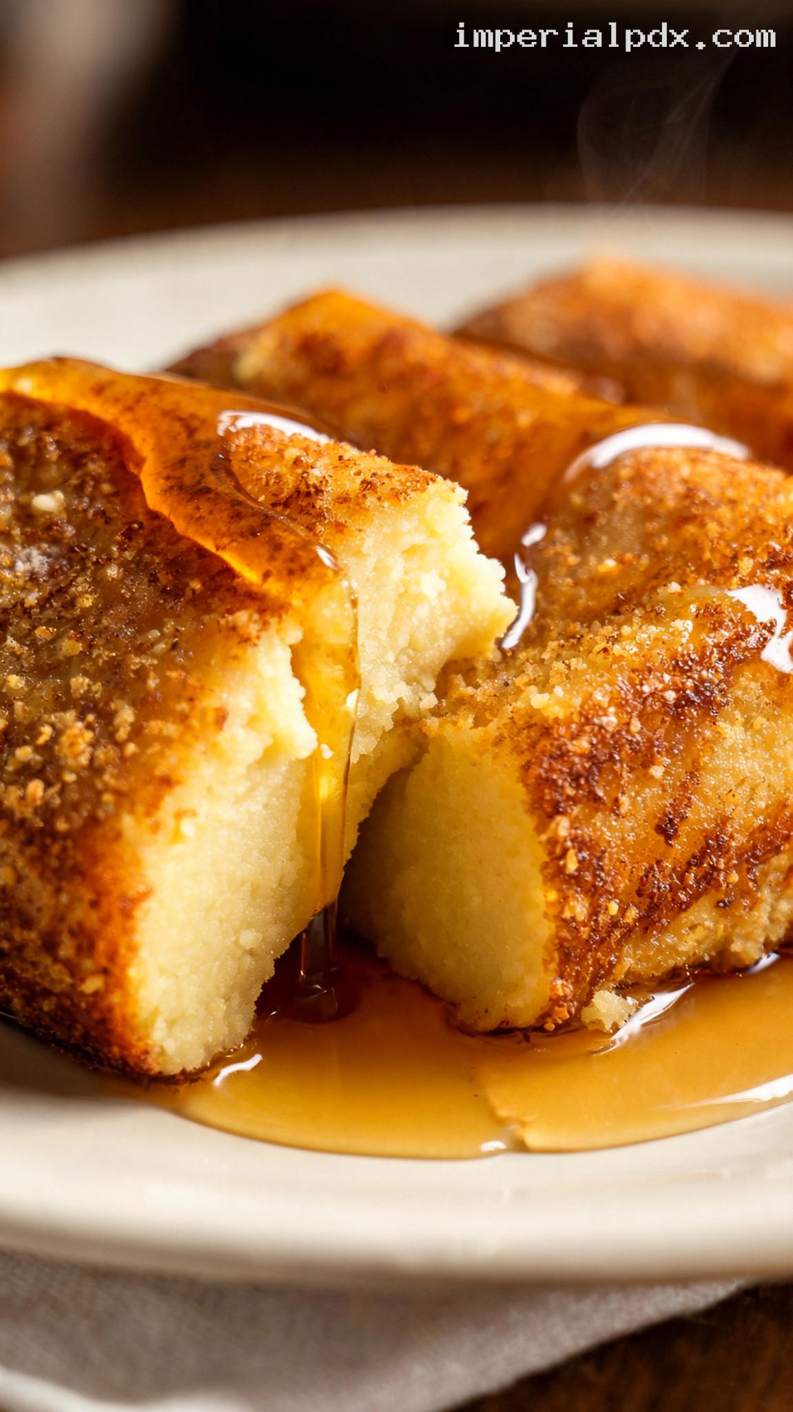 Amish-Style Cornmeal Mush Fried in Butter – Closeup