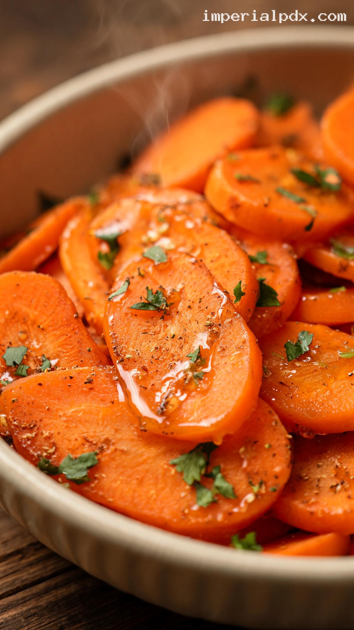 Amish-Style Glazed Carrots with Brown Sugar and Butter – Closeup