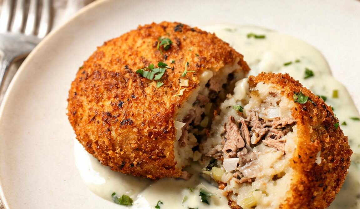 Amish-Style Turkey Croquettes with Sage Cream Sauce