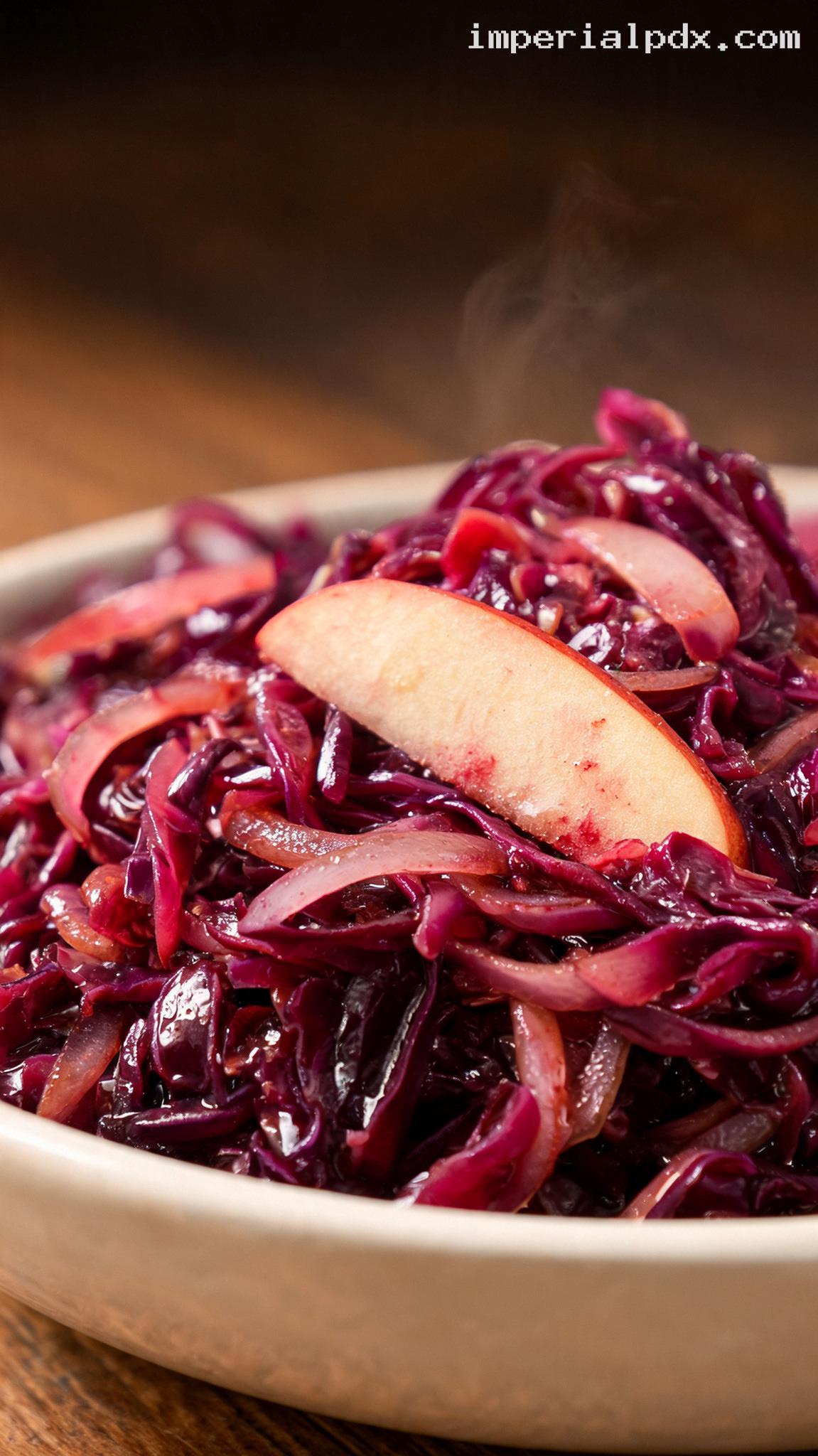Amish Sweet-and-Sour Red Cabbage With Apples – Closeup