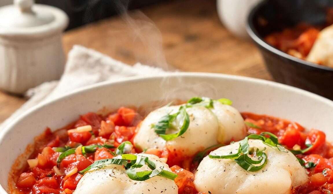 Amish Tomato Dumplings in Savory Herb Sauce