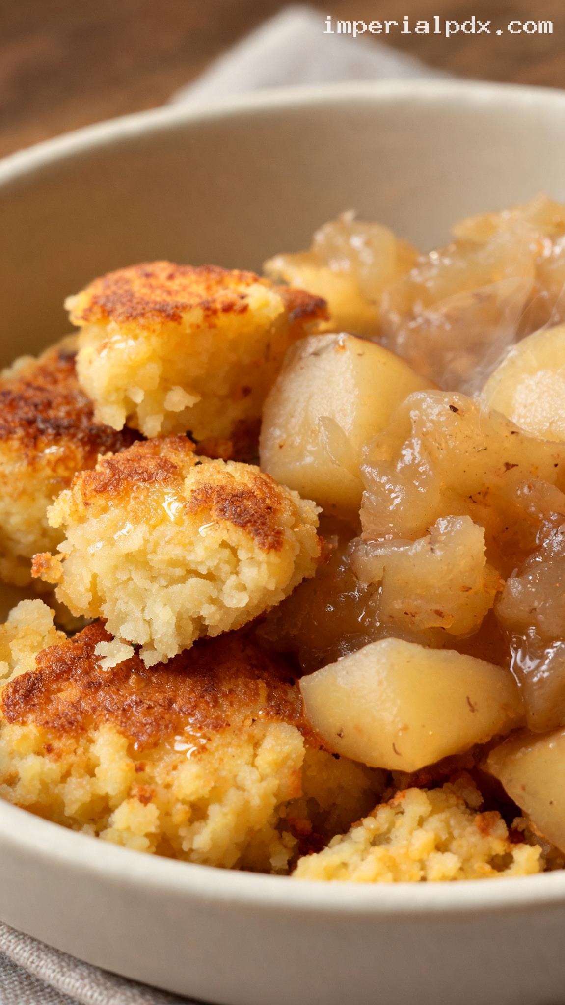 Buttery Vorarlberg Riebel With Apple Compote – Closeup