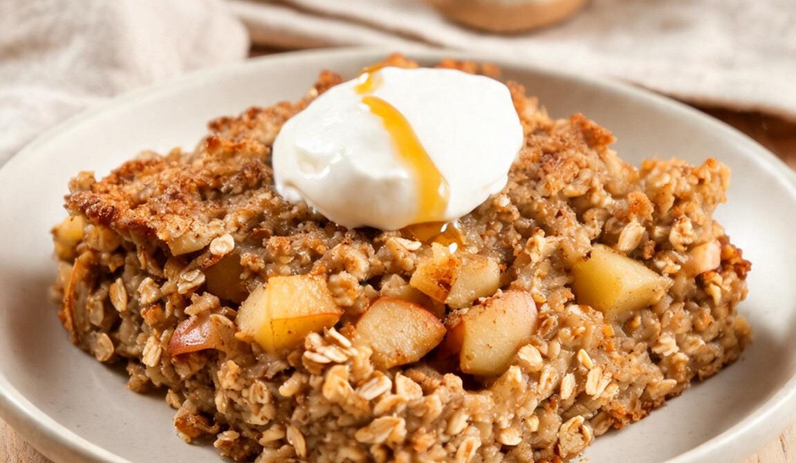 Classic Amish Baked Oatmeal with Apples and Cinnamon