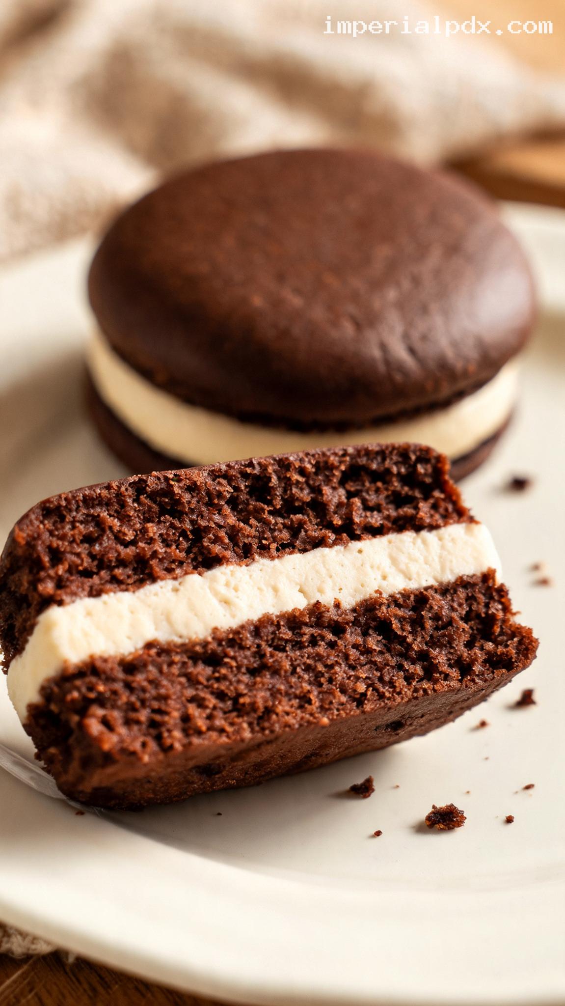 Classic Amish Whoopie Pies With Fluffy Vanilla Filling – Closeup