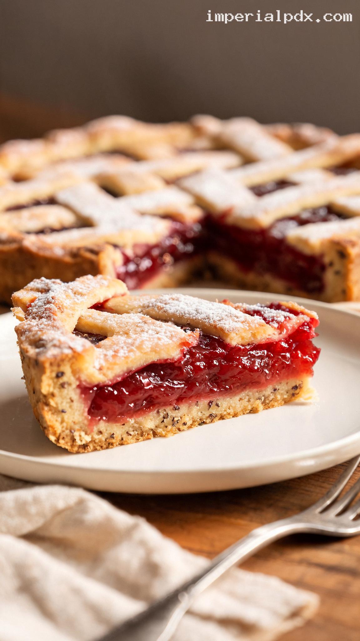 Classic Linzer Torte With Redcurrant Jam – Closeup