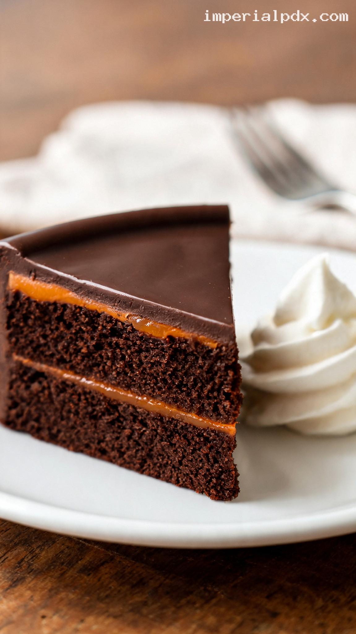 Classic Sachertorte With Apricot Jam and Glossy Chocolate Icing – Closeup