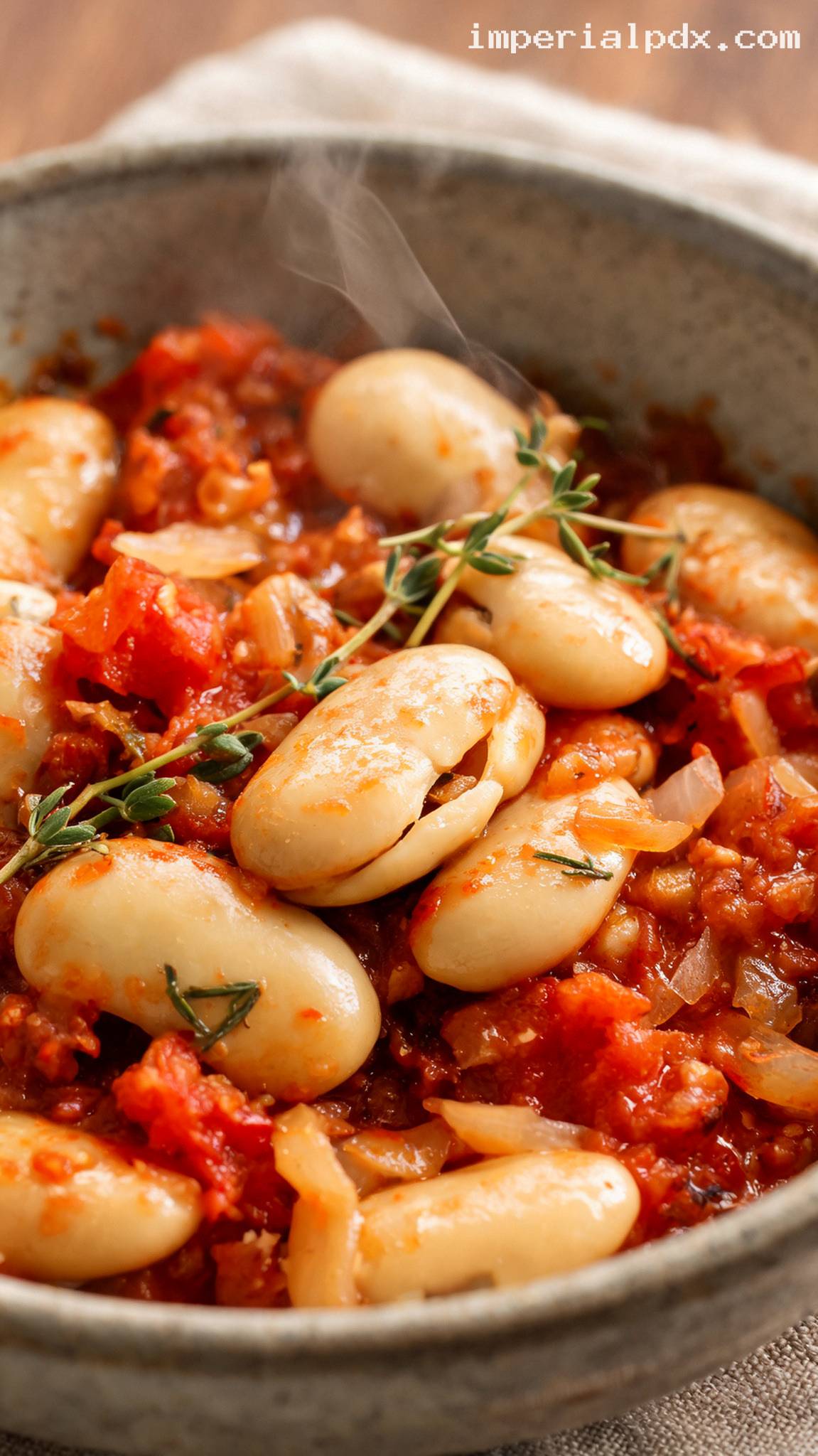 Pennsylvania Dutch Baked Lima Beans with Tomatoes and Herbs – Closeup